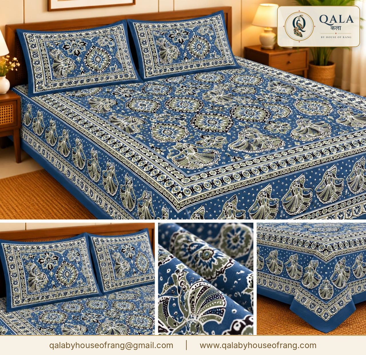 Ajarak Bedsheet Blue Mandala