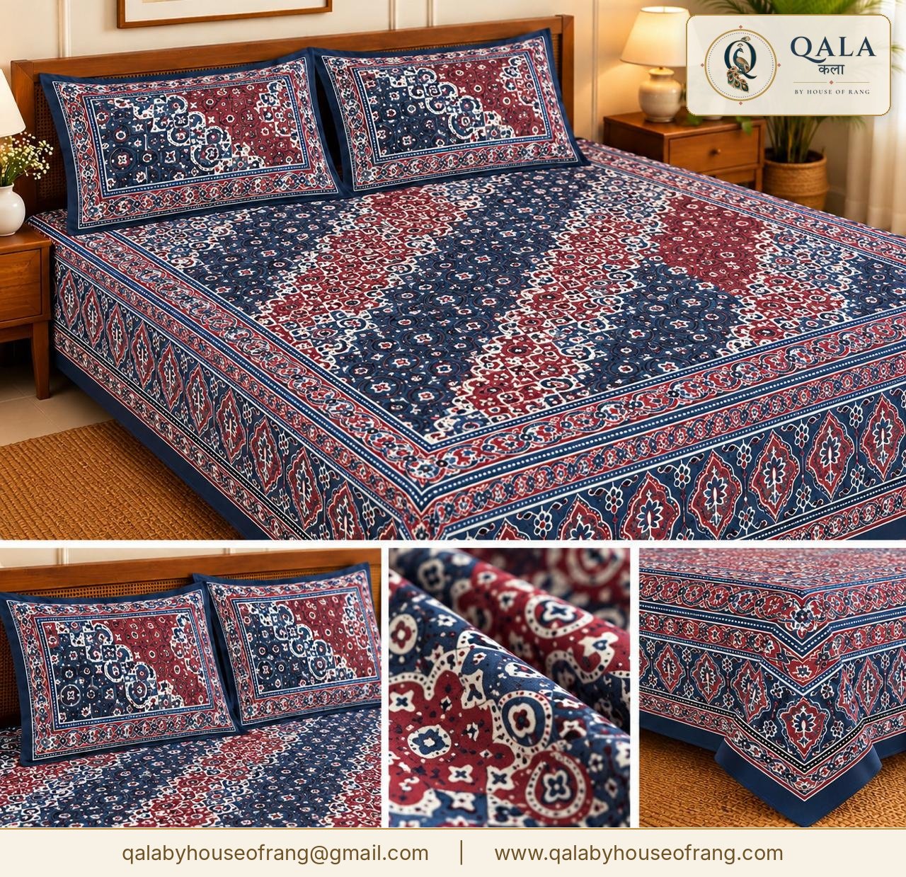 Ajarak Bedsheet Navy-PAT