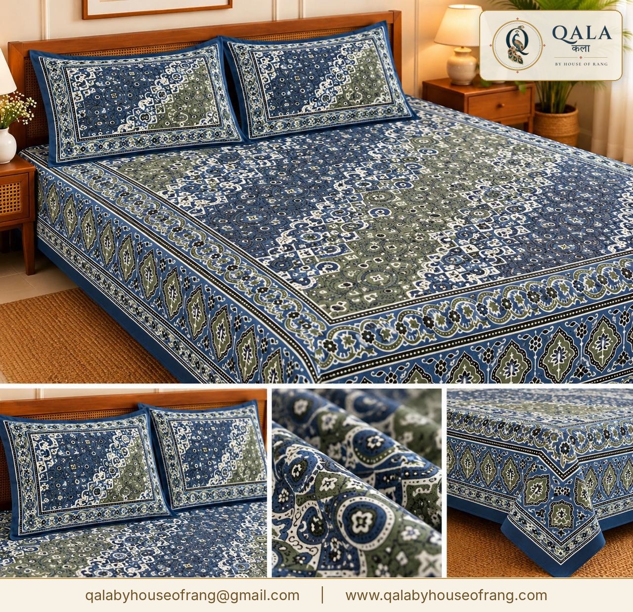 Ajarak Bedsheet-Blue-PAt