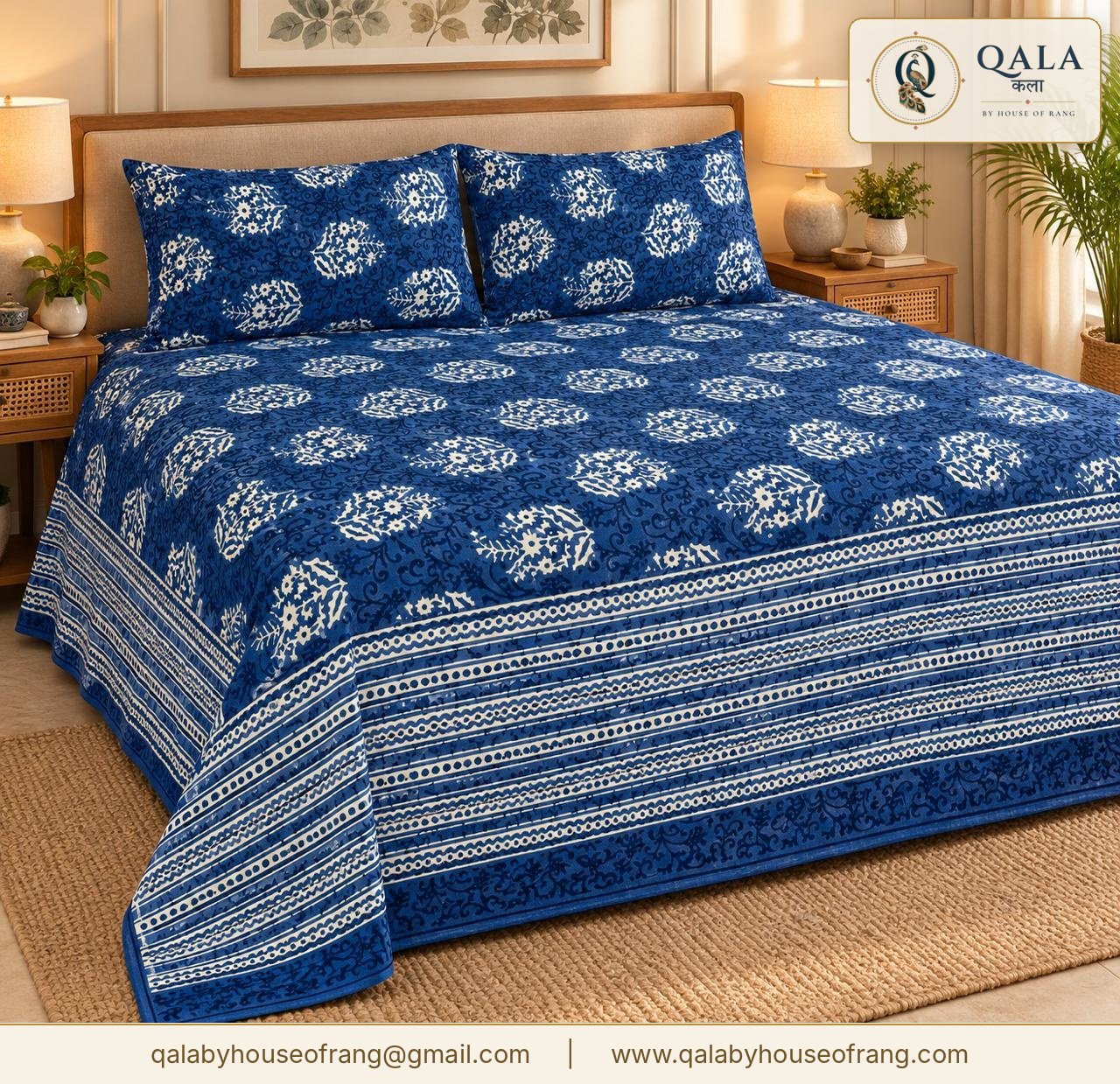 Anokhi Double Bedsheet Indigo Medallion