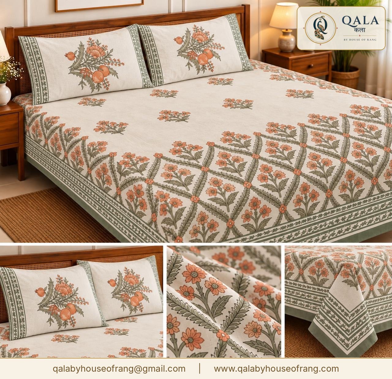 Heritage Bedsheet Orange Jaal