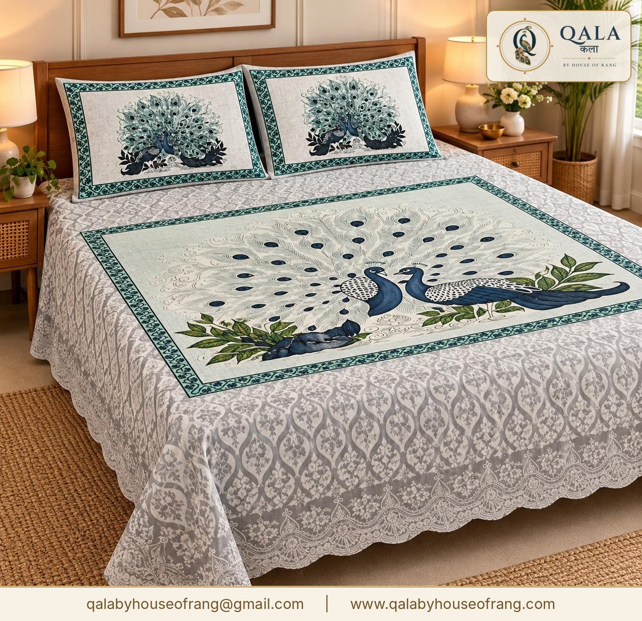 Magnet Double Bedsheet Teal Peacock