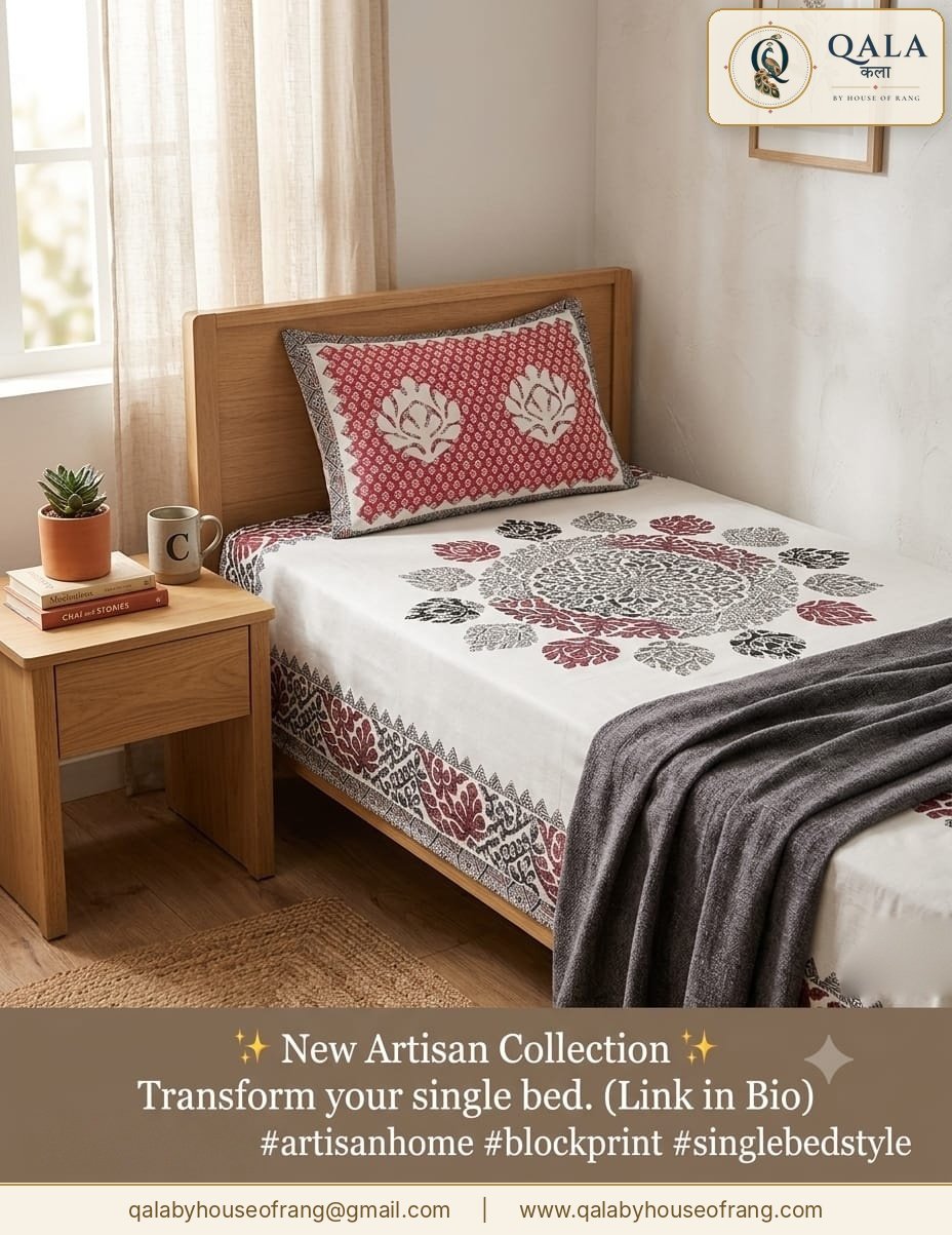 Badmesri Single Bedsheet Red Mandala