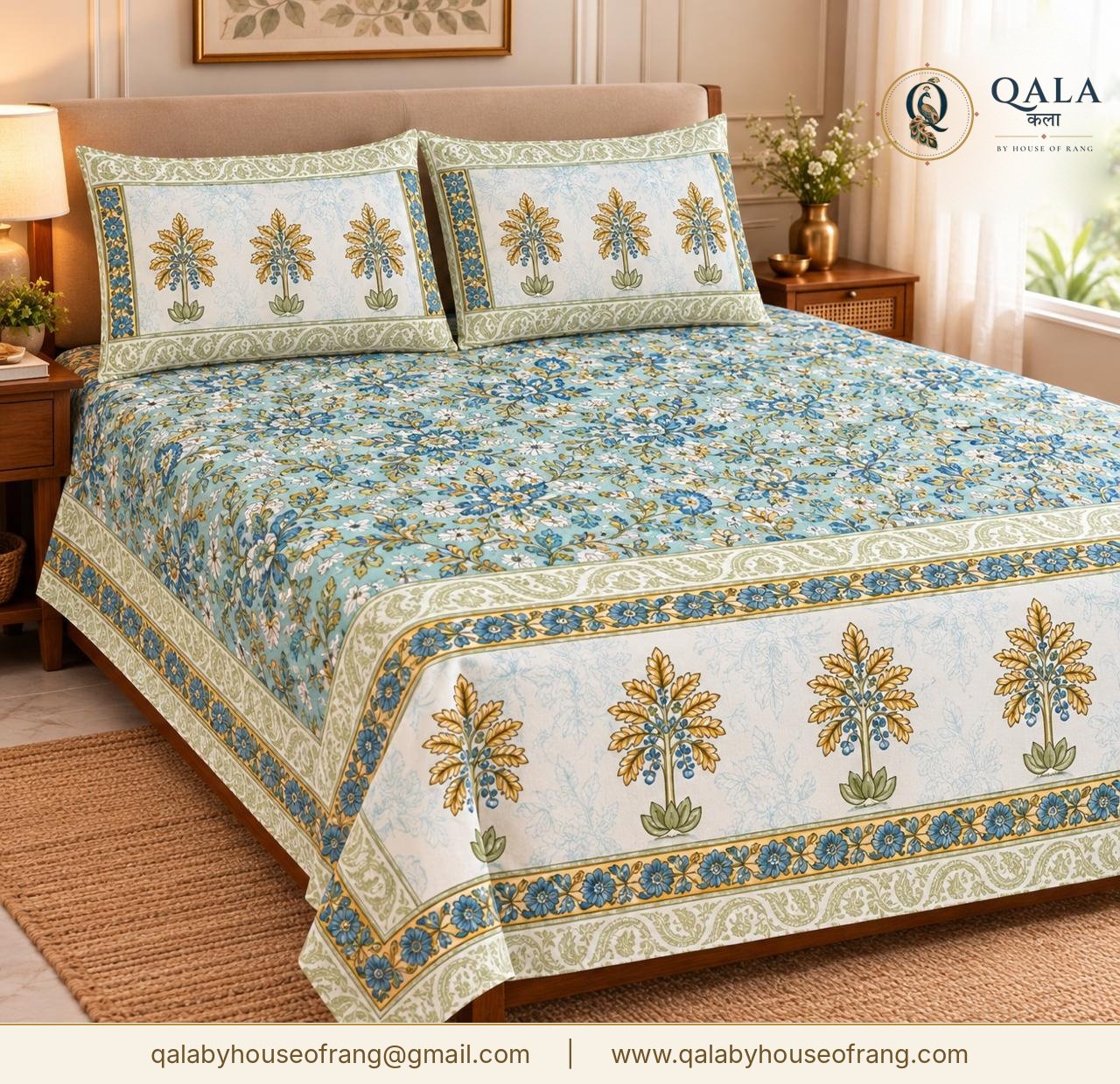 Urbana Double Bedsheet Blue Floral
