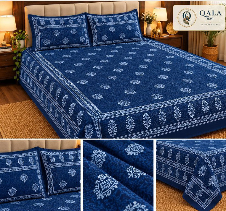 Indigo Double Bedsheet Blue Buti