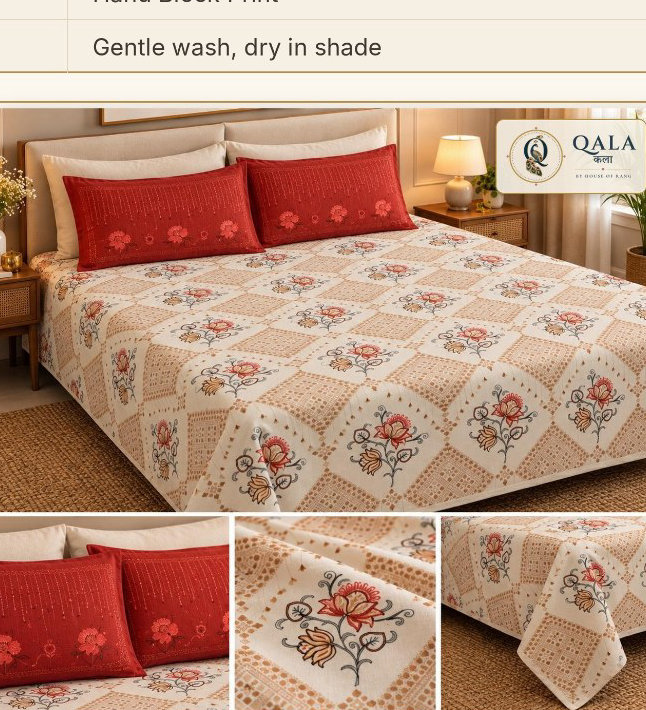 Dark Star Double Bedsheet Cream Floral